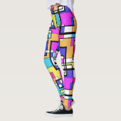 De geometrische kleurrijke vormen van Retro 80 Leggings (Links)