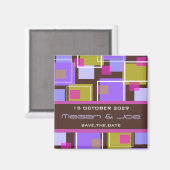 De geometrische Paarse Retro Kubussen bewaren de Magneet (Voorkant / Achterkant)