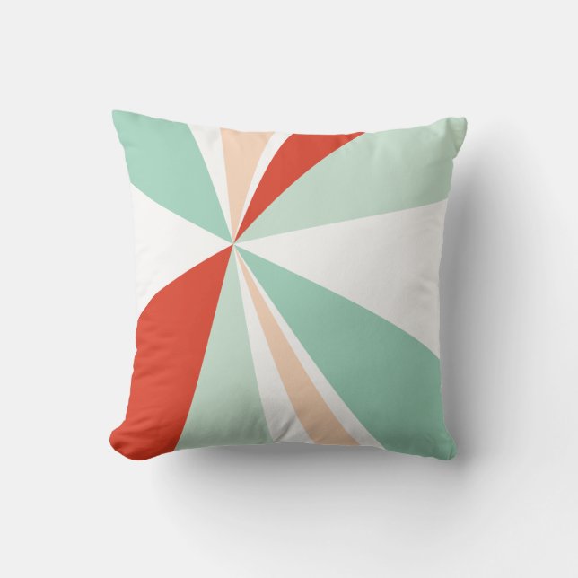 De geometrische Rode Perzik Seafoam van de Kunst Kussen (Voorkant)