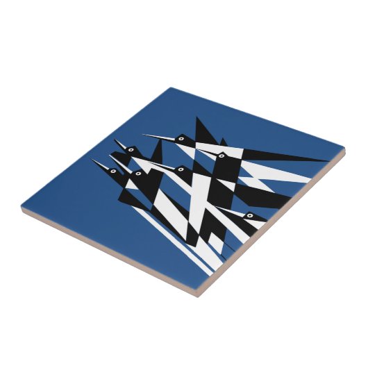 De geometrische vogels van de Art Deco Soar to Suc Tegeltje (Zijkant)