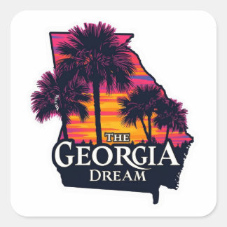 De Georgia Droom Amerikaanse Retro Zomer Vierkante Sticker