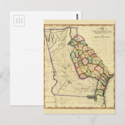 De Georgië-kaart (circa 1810) Briefkaart (Voorkant / Achterkant)