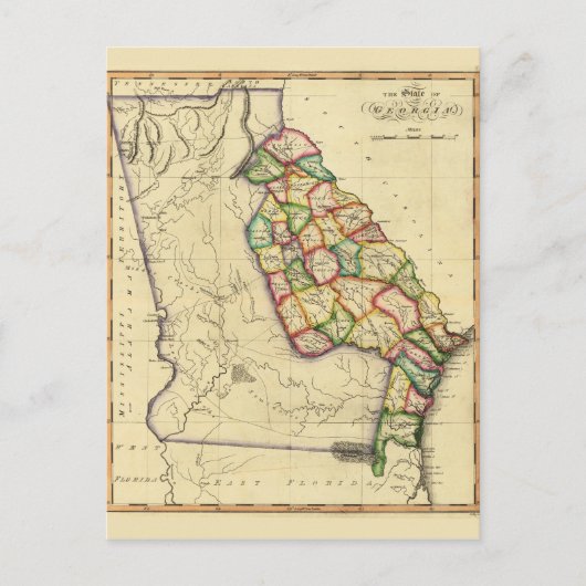 De Georgië-kaart (circa 1810) Briefkaart (Voorkant)