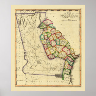 De Georgië-kaart (circa 1810) Poster