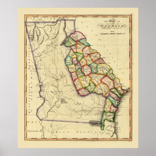 De Georgië-kaart (circa 1810) Poster (Voorkant)