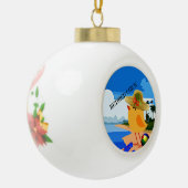 De gepensioneerde Chick op het strand Keramische Bal Ornament (Links)