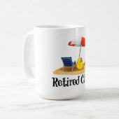 De gepensioneerde Chick op het strand Koffiemok (Voorkant links)