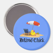 De gepensioneerde Chick op het strand Magneet (Voorkant / Achterkant)
