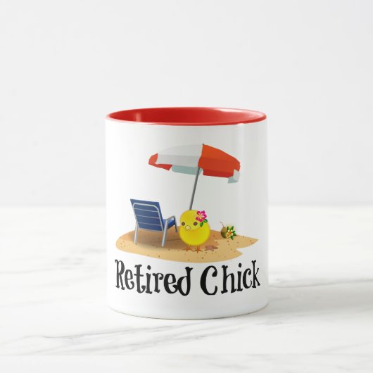 De gepensioneerde Chick op het strand Mok (Midden)