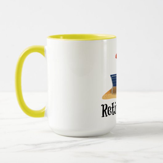 De gepensioneerde Chick op het strand Mok (Links)