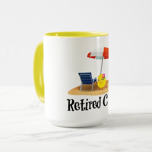 De gepensioneerde Chick op het strand Mok (Voorkant links)