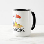 De gepensioneerde Chick op het strand Mok (Voorkant rechts)