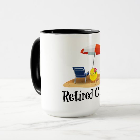 De gepensioneerde Chick op het strand Mok (Voorkant links)