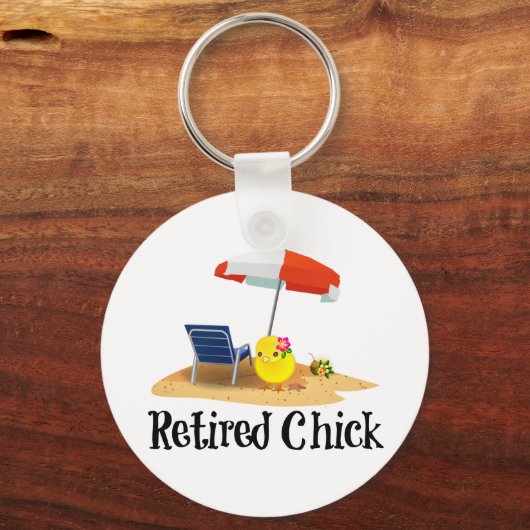 De gepensioneerde Chick op het strand Sleutelhanger (Achterkant)