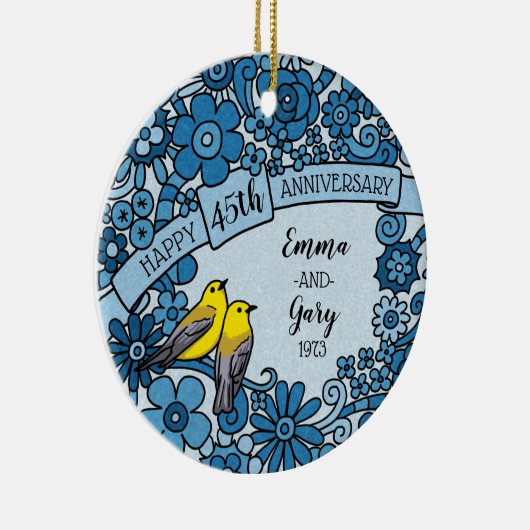 De gepersonaliseerde BloemenVogel van de 45ste Keramisch Ornament (Rechts)