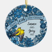 De gepersonaliseerde BloemenVogel van de 45ste Keramisch Ornament (Voorkant)