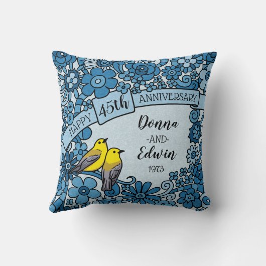 De gepersonaliseerde BloemenVogel van de 45ste Kussen (Achterkant)