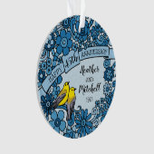 De gepersonaliseerde BloemenVogel van de 45ste Ornament (voorkant)