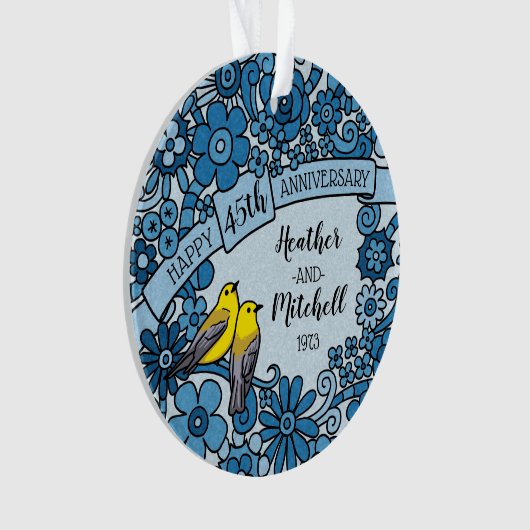 De gepersonaliseerde BloemenVogel van de 45ste Ornament (voorkant)