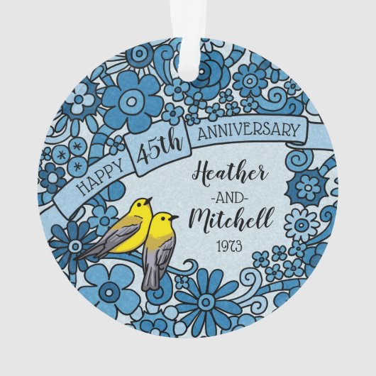 De gepersonaliseerde BloemenVogel van de 45ste Ornament (achterkant)