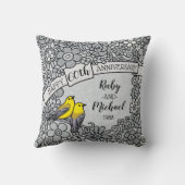 De gepersonaliseerde BloemenVogels van de 60ste Kussen (Achterkant)