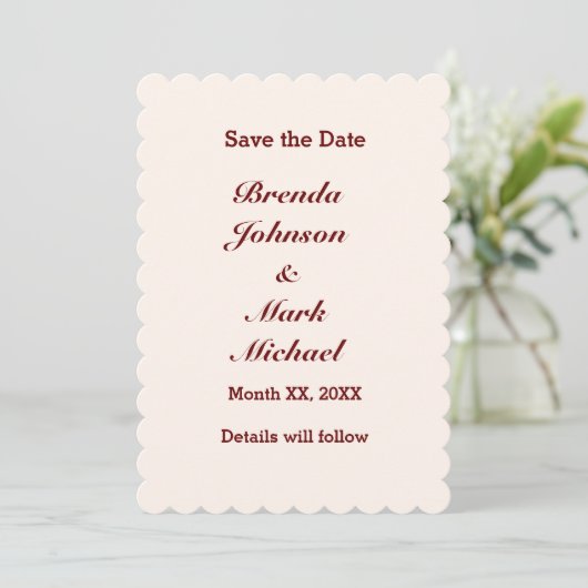 De gepersonaliseerde Bride & Groom sparen de Vlakk Save The Date (Staand voorkant)