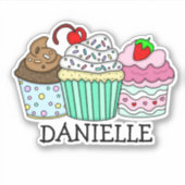 De gepersonaliseerde Cartoon Cupcakes en de Sticke Sticker (Voorkant)