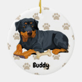 De gepersonaliseerde Dog van de Rottweiler, puppy Keramisch Ornament (Achterkant)