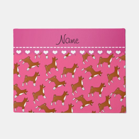 De gepersonaliseerde honden van naam roze basenji deurmat (Voorkant)