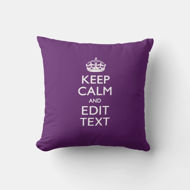 De gepersonaliseerde Jouw tekst van het KEEP CALM  Kussen (Voorkant)
