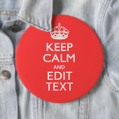De gepersonaliseerde Jouw tekst van het KEEP CALM Ronde Button 6,0 Cm (In situ)