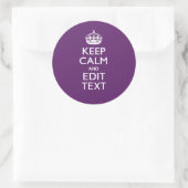 De gepersonaliseerde Jouw tekst van het KEEP CALM Ronde Sticker (Tas)