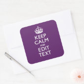 De gepersonaliseerde Jouw tekst van het KEEP CALM Vierkante Sticker (Envelop)