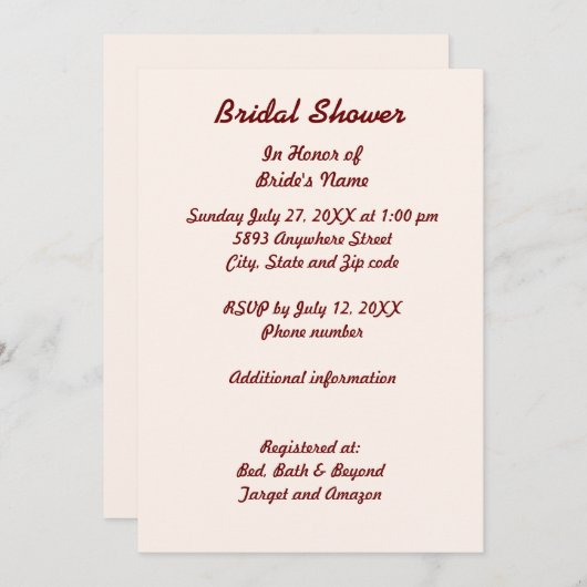 De gepersonaliseerde Kaart van de Uitnodiging van  (Voorkant / Achterkant)