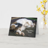 De gepersonaliseerde kat van het Calico krulde Kaart (Gele Bloem)