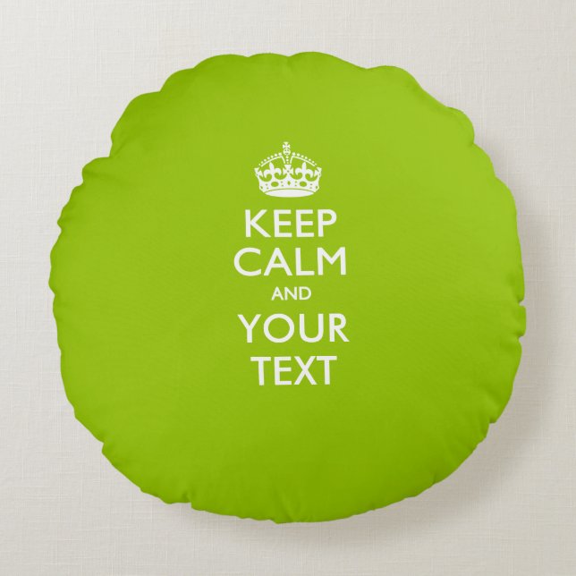 De gepersonaliseerde KEEP CALM en de Jouw tekst op Rond Kussen (Voorkant)