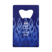 De gepersonaliseerde KEEP CALM en geeft de Blauwe  Creditkaart Flessenopener (Voorkant)