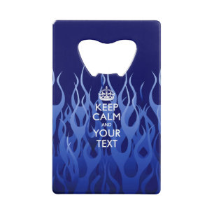 De gepersonaliseerde KEEP CALM en geeft de Blauwe  Creditkaart Flessenopener