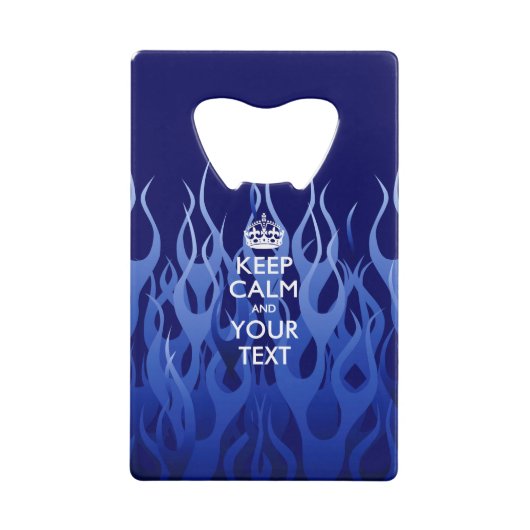 De gepersonaliseerde KEEP CALM en geeft de Blauwe  Creditkaart Flessenopener (Voorkant)