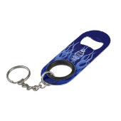 De gepersonaliseerde KEEP CALM en geeft de Blauwe  Mini Flessenopener (Voorkant Gekanteld)