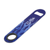 De gepersonaliseerde KEEP CALM en geeft de Blauwe  Speed Flessenopener (Voorkant Gekanteld)