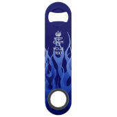 De gepersonaliseerde KEEP CALM en geeft de Blauwe  Speed Flessenopener (Voorkant)