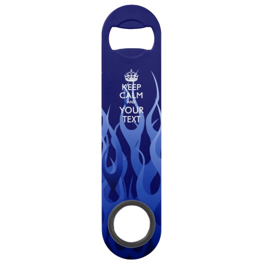 De gepersonaliseerde KEEP CALM en geeft de Blauwe  Speed Flessenopener (Voorkant)
