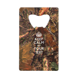 De gepersonaliseerde KEEP CALM en geeft de Camo va Creditkaart Flessenopener