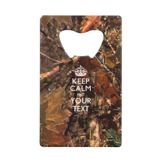 De gepersonaliseerde KEEP CALM en geeft de Camo va Creditkaart Flessenopener (Voorkant)