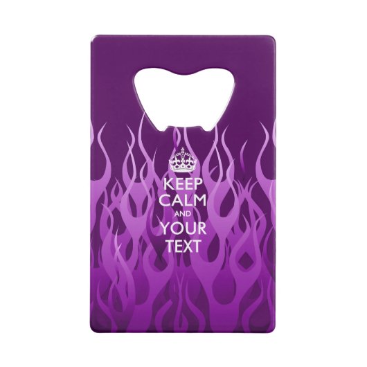 De gepersonaliseerde KEEP CALM en geeft de Paarse  Creditkaart Flessenopener (Voorkant)