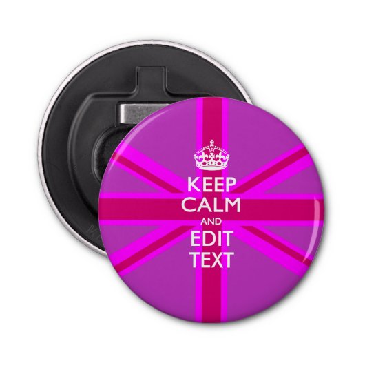De gepersonaliseerde KEEP CALM en geeft Kleurrijke Button Flesopener (Voorkant)