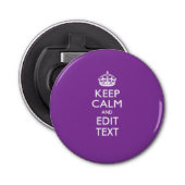 De gepersonaliseerde KEEP CALM en geeft Kleurrijke Button Flesopener (Voorkant)