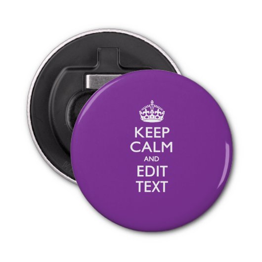 De gepersonaliseerde KEEP CALM en geeft Kleurrijke Button Flesopener (Voorkant)