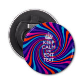 De gepersonaliseerde KEEP CALM en geeft Kleurrijke Button Flesopener (Voorkant)